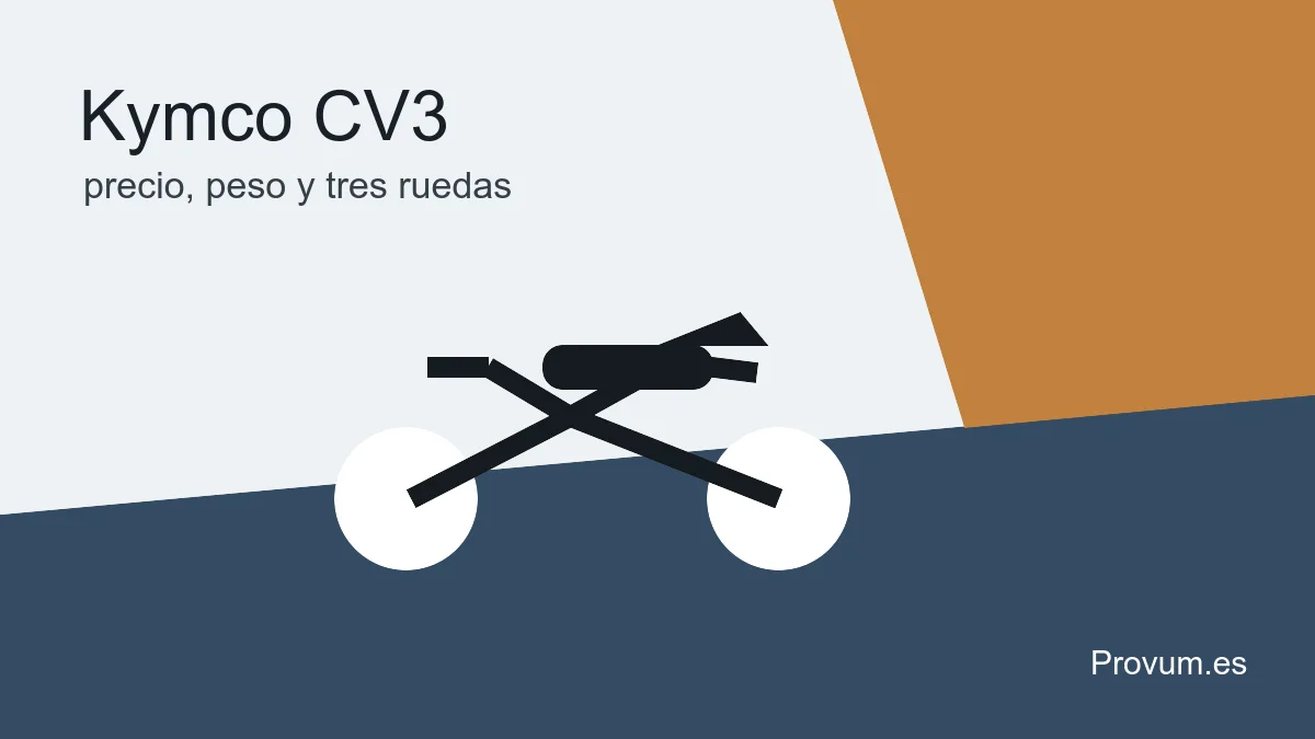 Kymco CV3 de tres ruedas visto desde delante con datos de compra